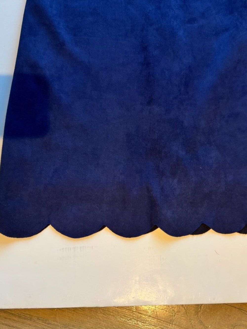 Aqua Women’s Blue Microsuede Sleeveless Shift Dress with Scalloped Hem, Size L - Picture 11 of 11
